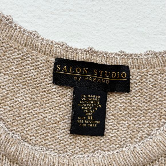 Vintage 90s Salon Studio Embroidered Knit Short Sleeve Sweater, Size XL - Picture 7 of 8